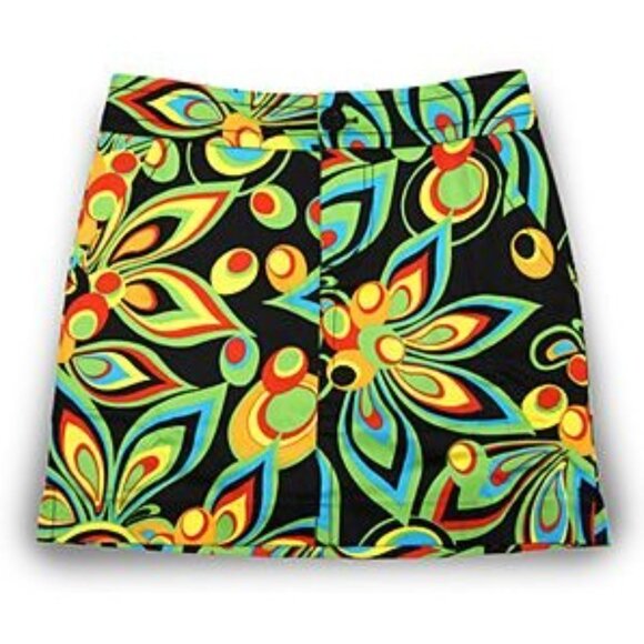 Loudmouth Golf Skort W's 4 Legacy Shagadelic Black Cotton Stretch Pockets - Picture 10 of 10